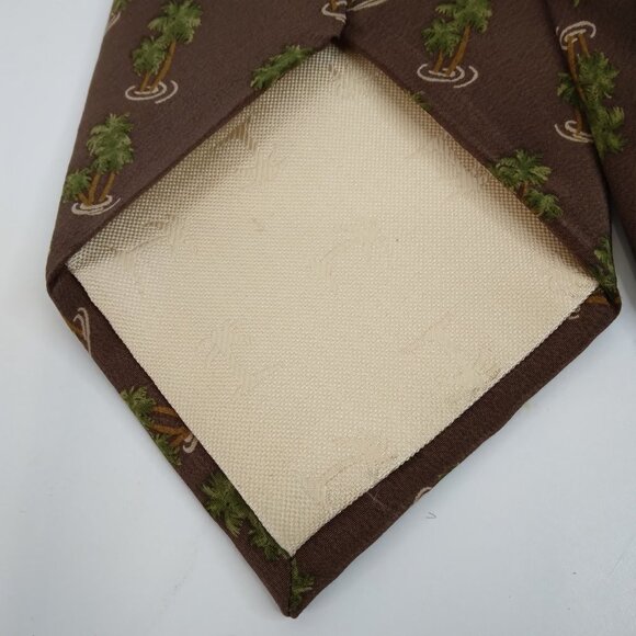 Tommy Bahama Silk Neck Tie Brown Palm Trees Motif - Picture 4 of 7